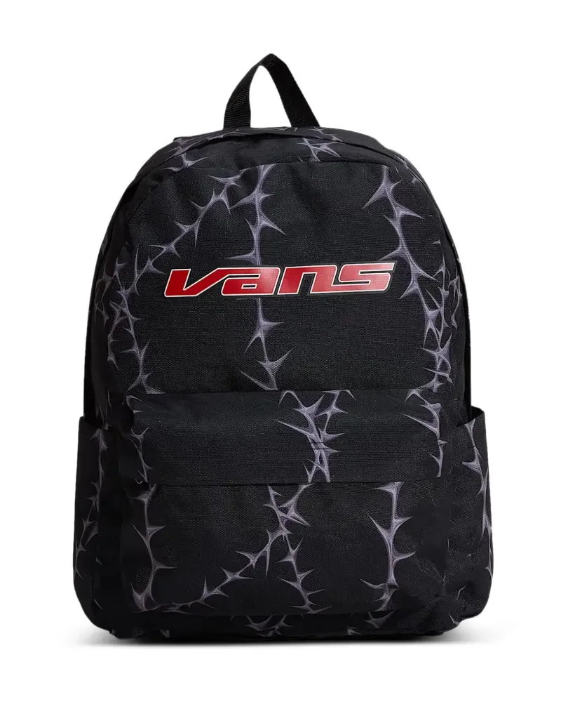 Vans thorn-print logo-patch backpack - Schwarz Schwarz
