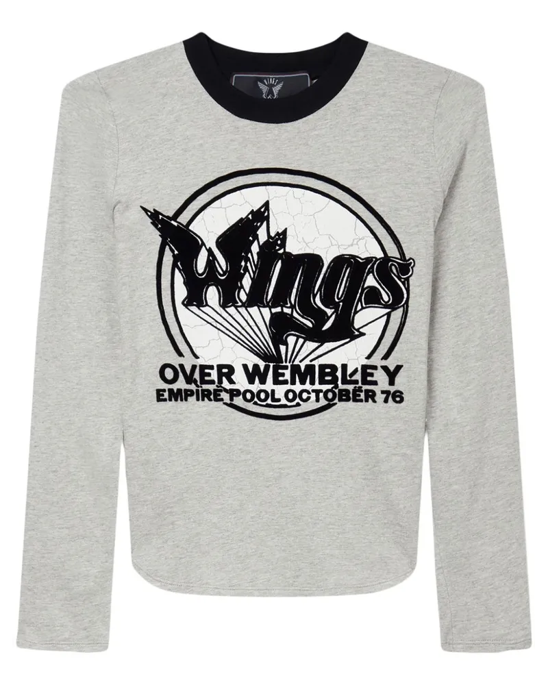 Stella McCartney Geflocktes Wings T-Shirt - Grau Grau
