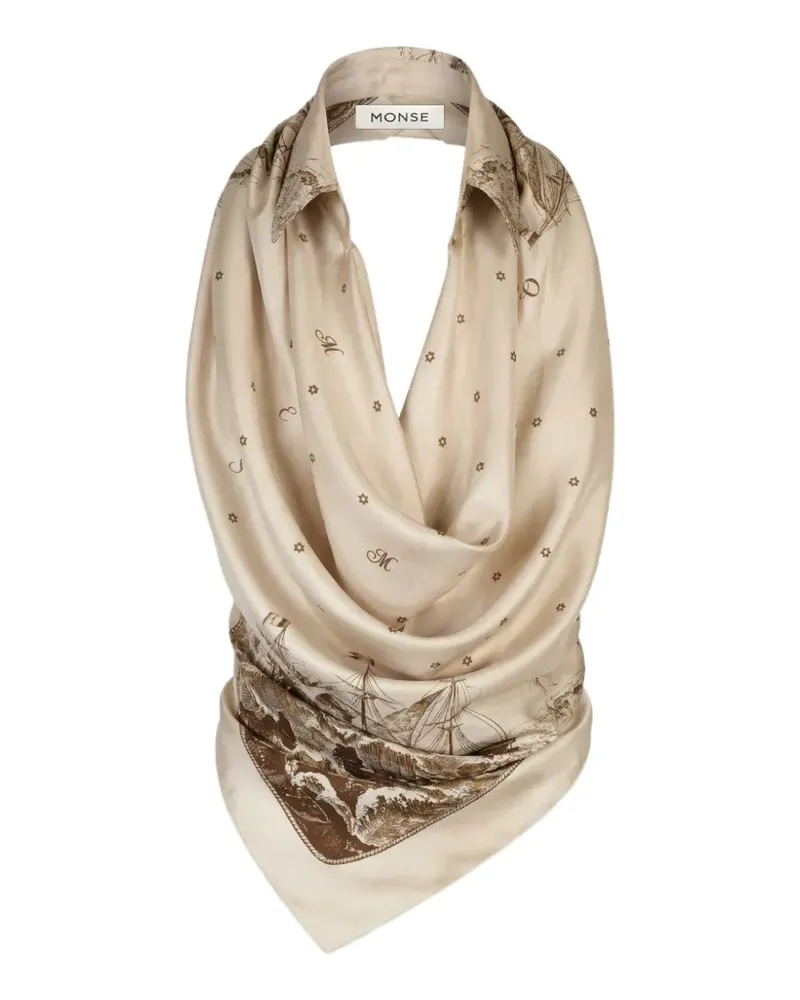 Monse printed halterneck blouse - Nude Nude
