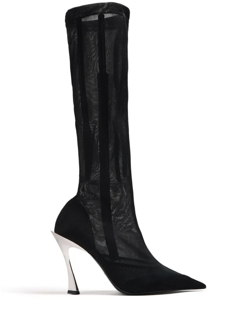 Thierry Mugler Fang Mesh-Stiefel 95mm - Schwarz Schwarz