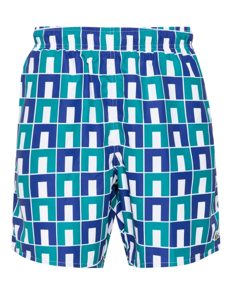 Lacoste Kordelzug-Badeshorts mit Monogramm-Print - Blau Blau