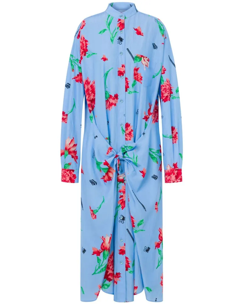Moschino Midikleid mit Blumen-Print - Blau Blau