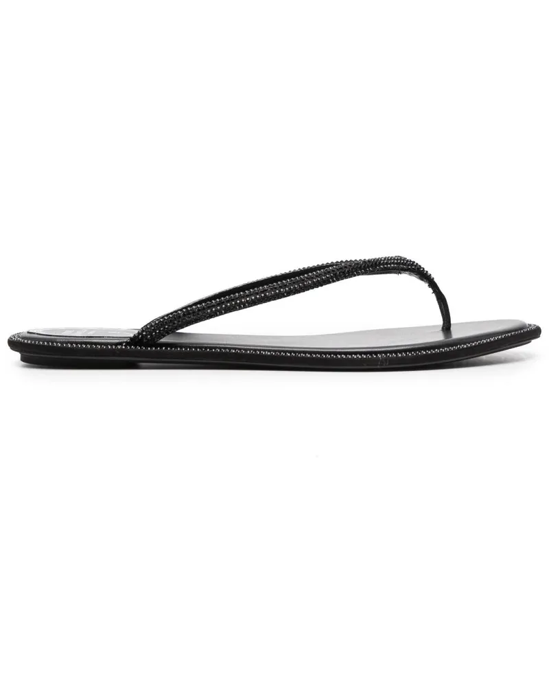 René Caovilla Flip-Flops mit Kristallen - Schwarz Schwarz