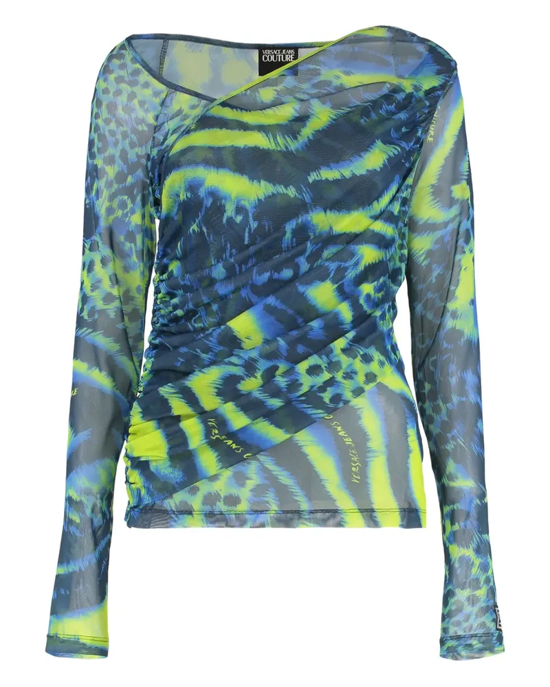 Versace Jeans Drapiertes Oberteil mit Animal-Print - Blau Blau