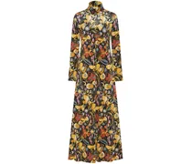 Kleid aus Samt mit Stehkragen - Schwarz