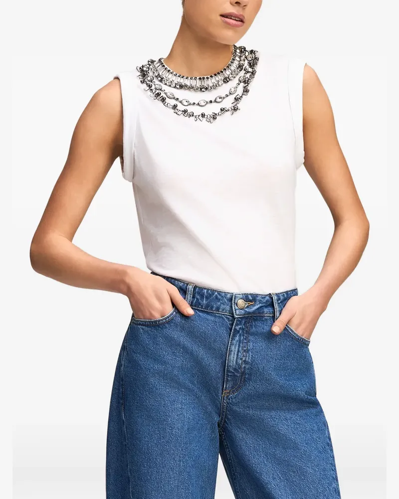 Cinq à Sept Bella T-Shirt mit Kristallen - Weiß Weiß