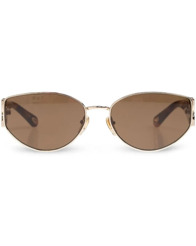 Chloé Ovale Sonnenbrille mit Logo-Gravur - Braun Braun