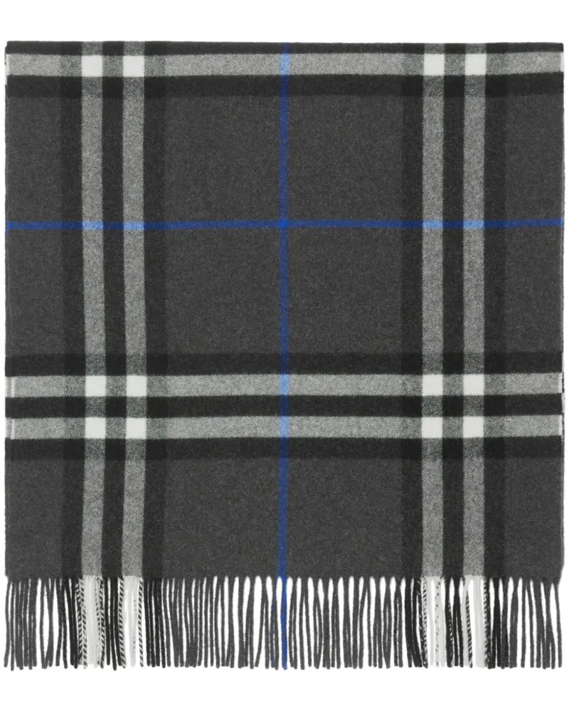 Burberry Karierter Kaschmirschal mit Fransen - Grau Grau