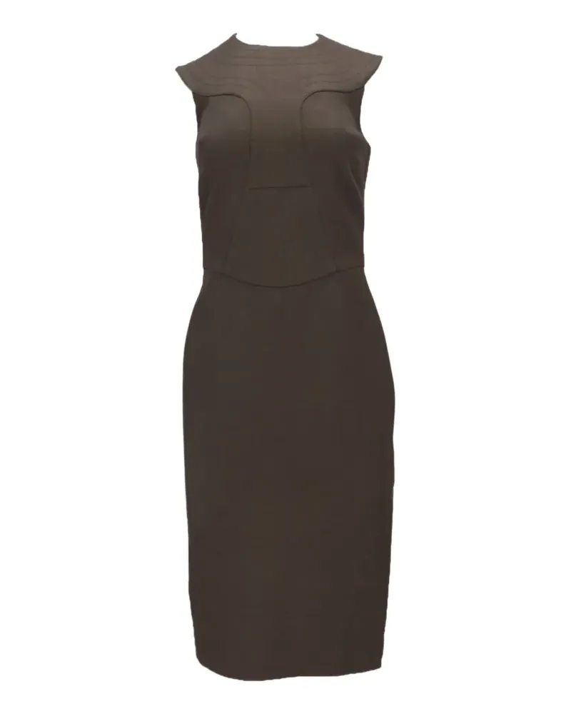 Tom Ford tonal-stitched cap-sleeved fitted midi dress - Grün Grün