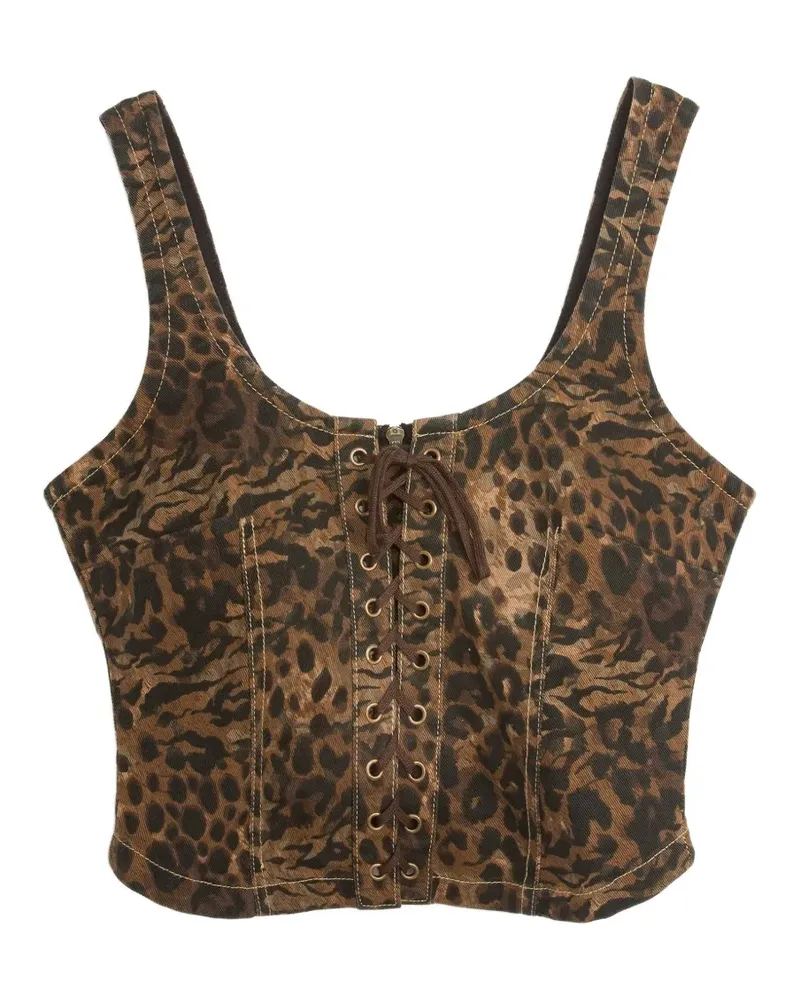 Juicy Couture lace-up leopard-print corset - Braun Braun