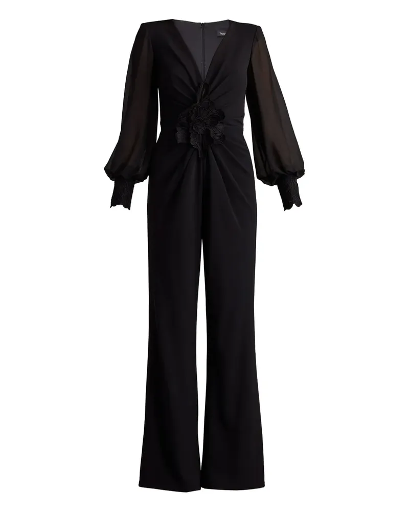 Tadashi Shoji Verzierter Jumpsuit mit V-Ausschnitt - Schwarz Schwarz