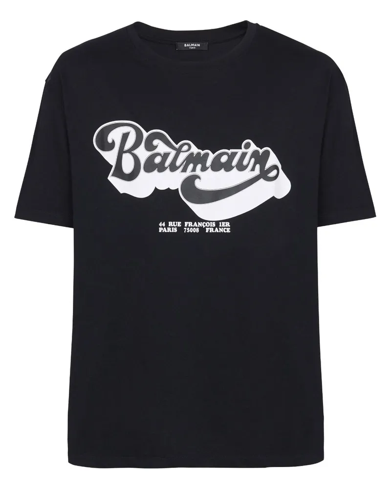 Balmain T-Shirt mit Logo im 70er-Look - Schwarz Schwarz