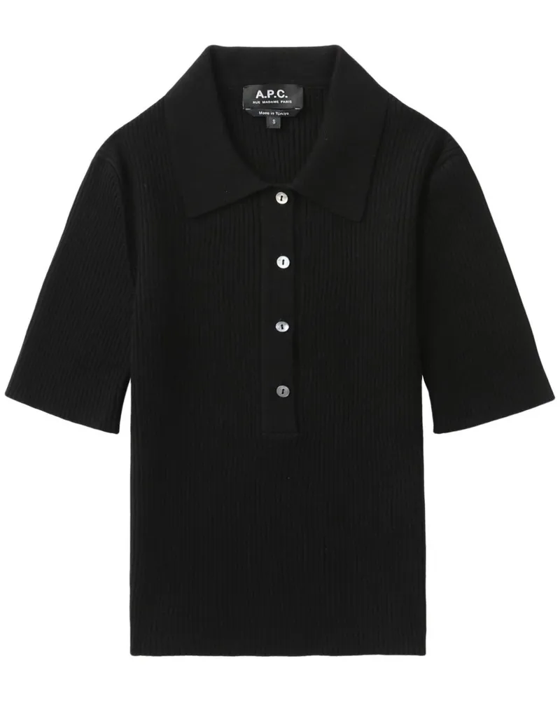 A.P.C. Geripptes Poloshirt - Schwarz Schwarz