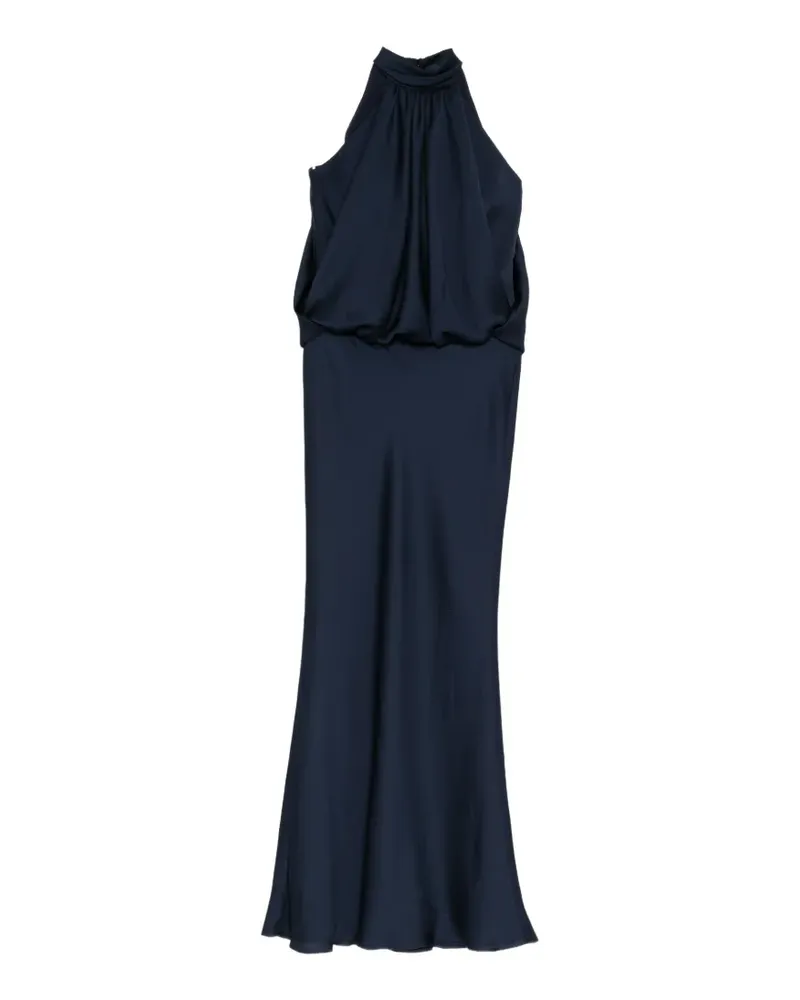 Amsale Neckholder-Kleid aus gehämmertem Satin - Blau Blau