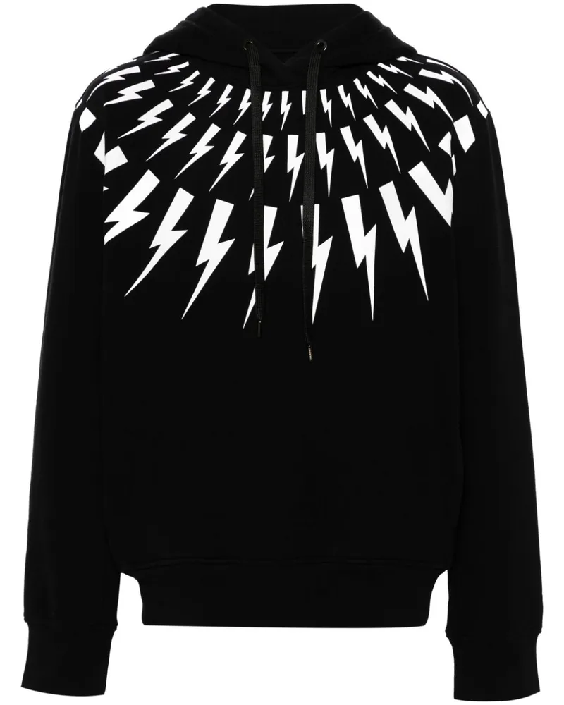 Neil Barrett Hoodie mit Blitz-Print - Schwarz Schwarz