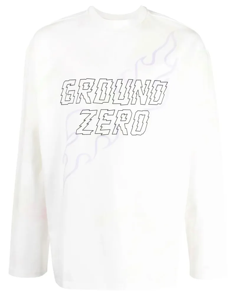 Ground Zero Langarmshirt mit grafischem Print - Weiß Weiß