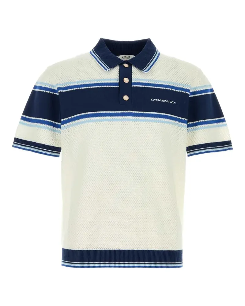 Casablanca Paris striped mesh polo shirt - Weiß Weiß