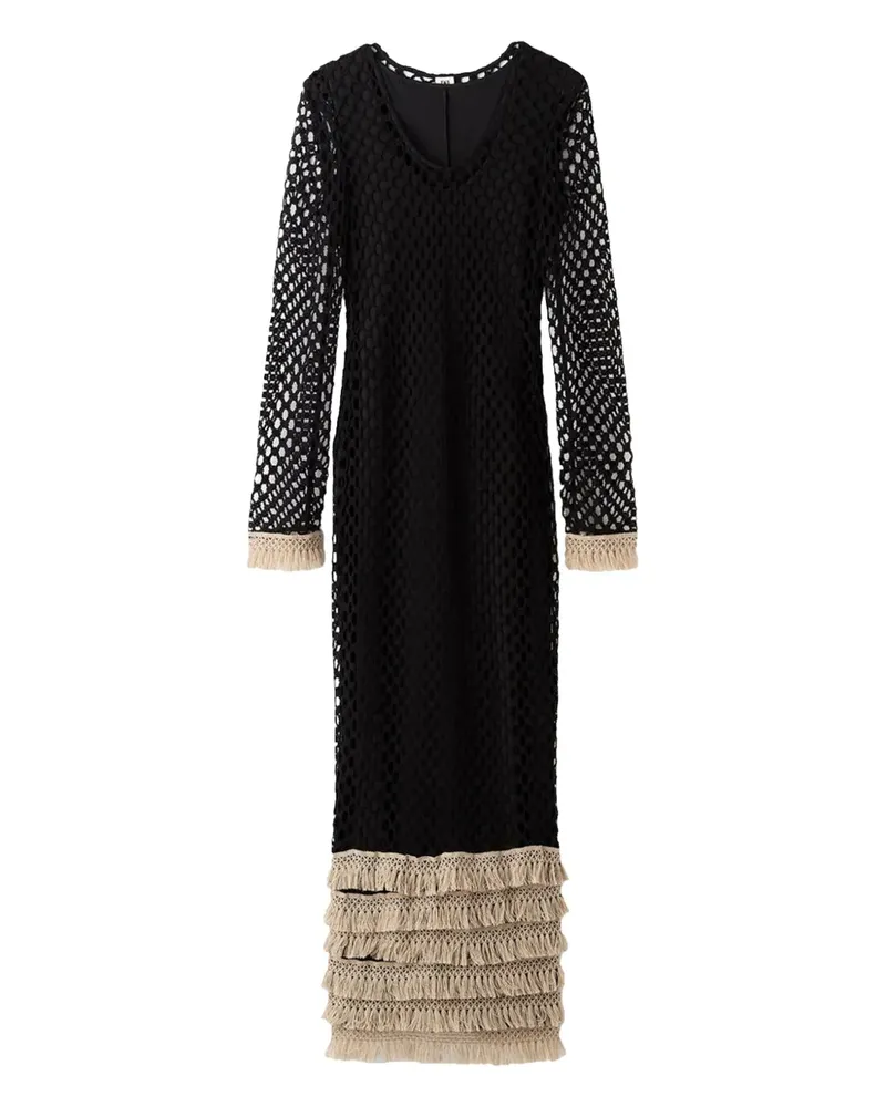 By Malene Birger Maxikleid mit Fransen - Schwarz Schwarz