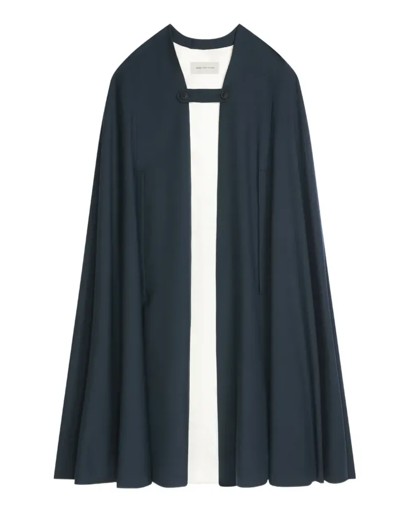 Dries van Noten Cape aus Wolle mit Knopfverschluss - Blau Blau