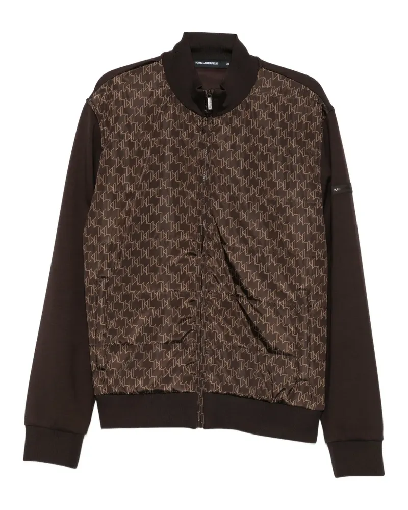 Karl Lagerfeld monogram-print zip-up bomber jacket - Braun Braun