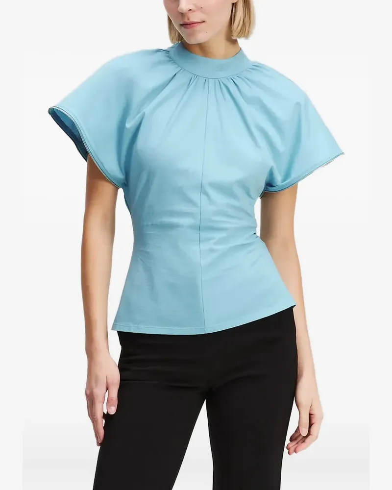Karl Lagerfeld Stehkragen-Bluse mit ausgestellten Ärmeln - Blau Blau