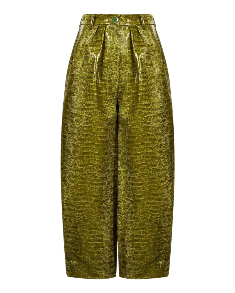 Rowen Rose croc-effect wide-leg trousers - Grün Grün