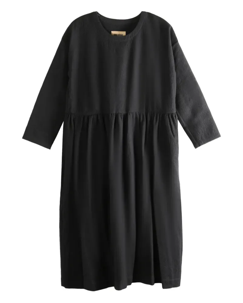Uma Wang long-sleeve crew-neck midi dress - Schwarz Schwarz