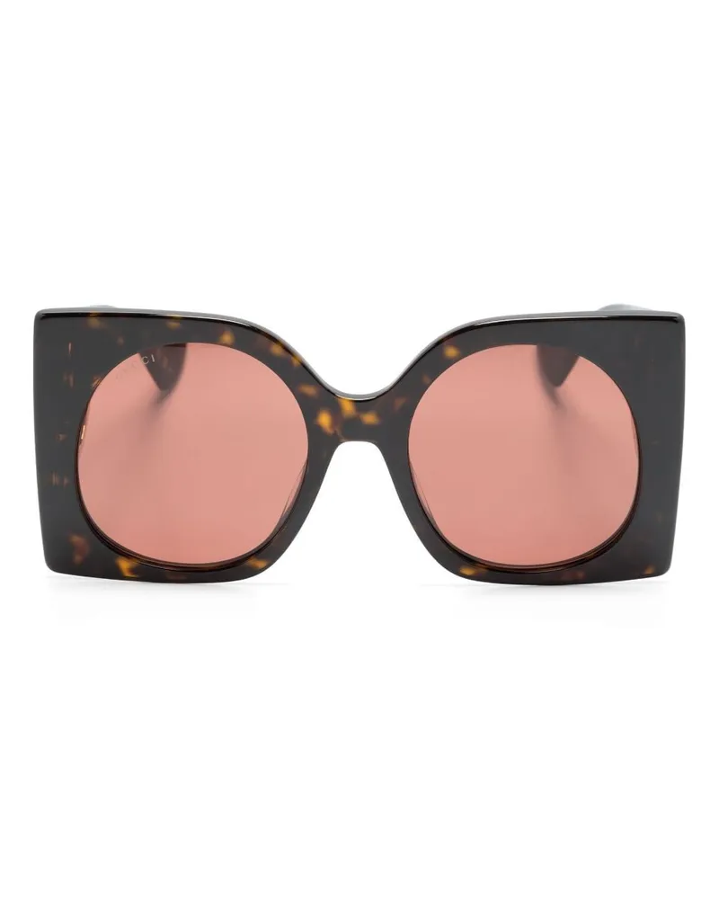 Gucci Eckige Sonnenbrille in Schildpattoptik - Braun Braun