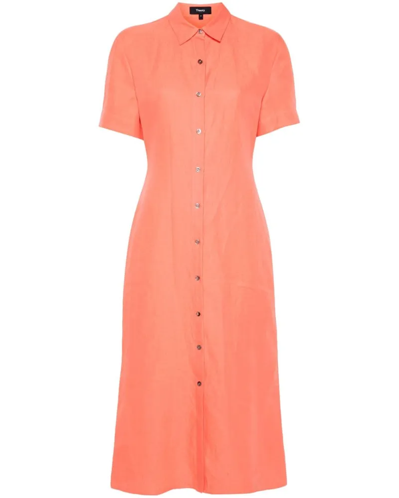 Theory Midikleid aus Leinen - Orange Orange