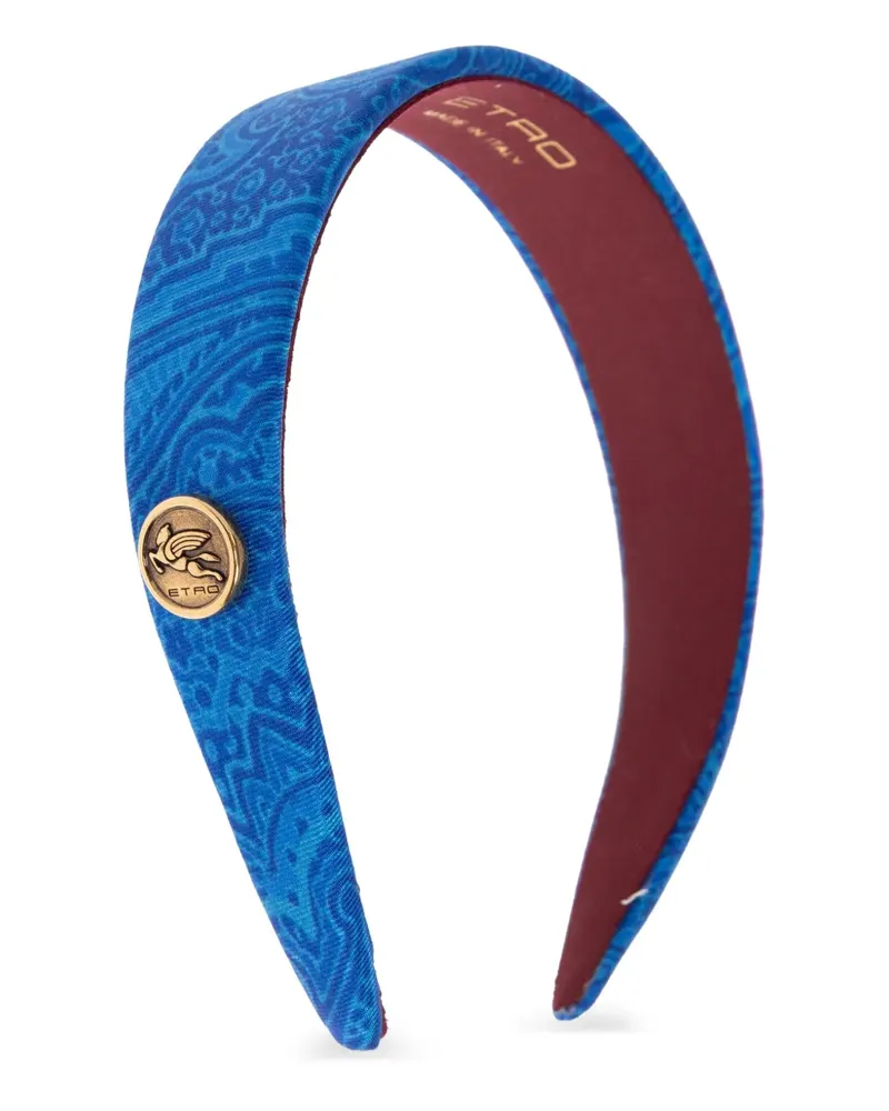 Etro Gemusterter Haarreif mit Logo-Schild - Blau Blau
