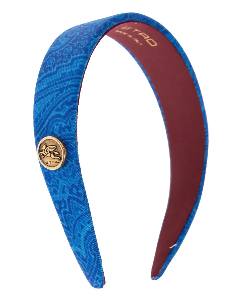 Etro patterned logo-plaque headband - Blau Blau