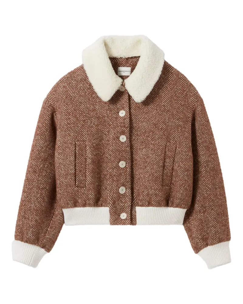 Claudie Pierlot Bomberjacke mit Fischgrätenmuster - Braun Braun