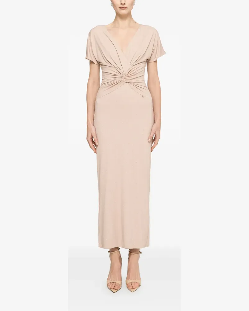 NISSA glitter V-neck maxi dress - Nude Nude