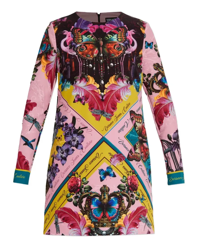 Versace Jeans long-sleeve print mini dress - Rosa Rosa
