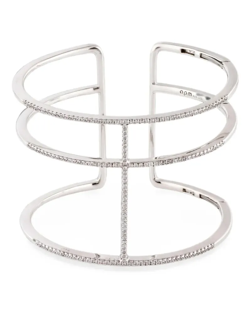 APM Monaco crystal-embellished multi-band cuff bracelet - Silber Silber