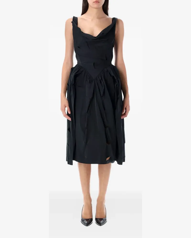 Vivienne Westwood Drapiertes Midi-Cocktailkleid im Distressed-Look - Schwarz Schwarz