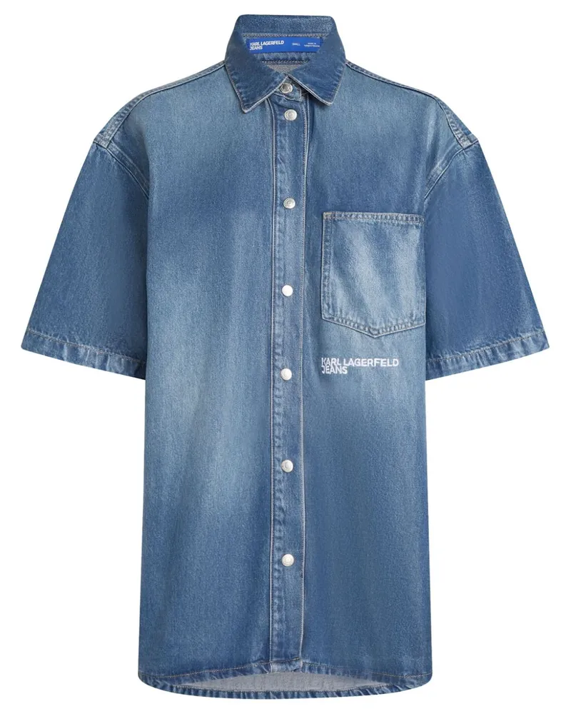 Karl Lagerfeld Hemd mit Logo-Stickerei - Blau Blau