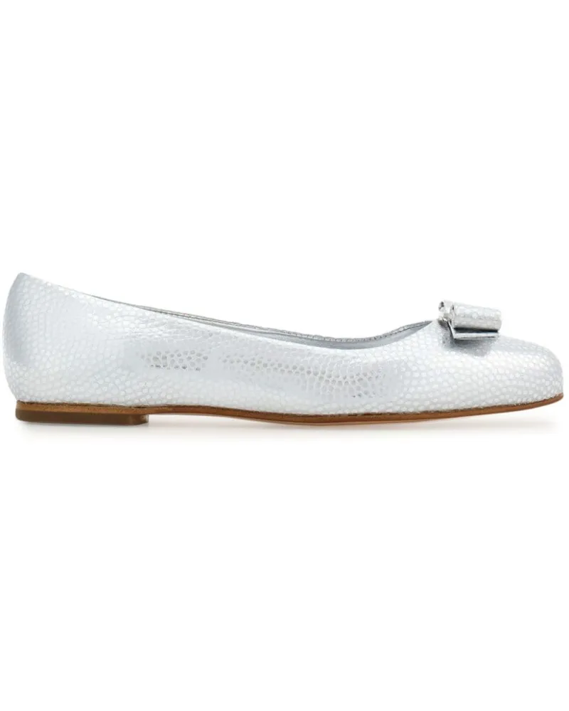 Ferragamo Vara Bow Ballerinas Silber