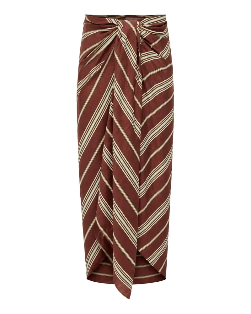 A.L.C. Rhodes striped wrap midi skirt - Braun Braun