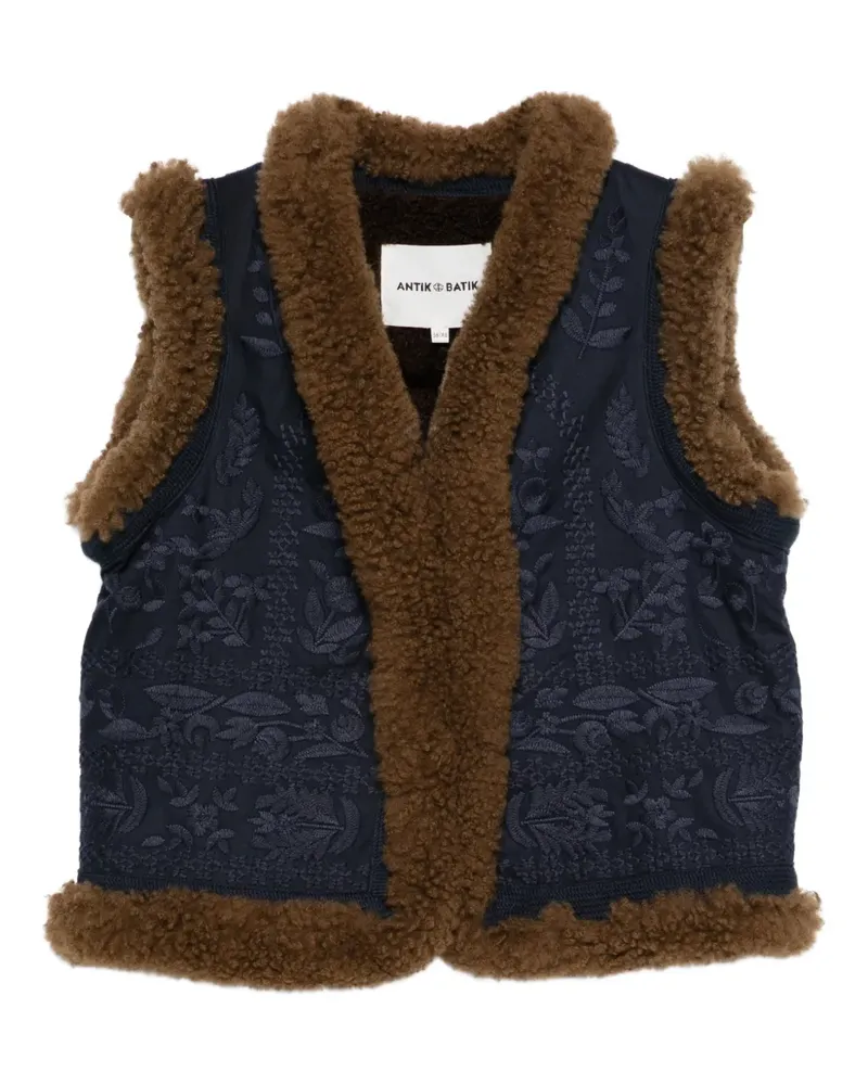 Antik Batik floral-embroidery waistcoat - Blau Blau