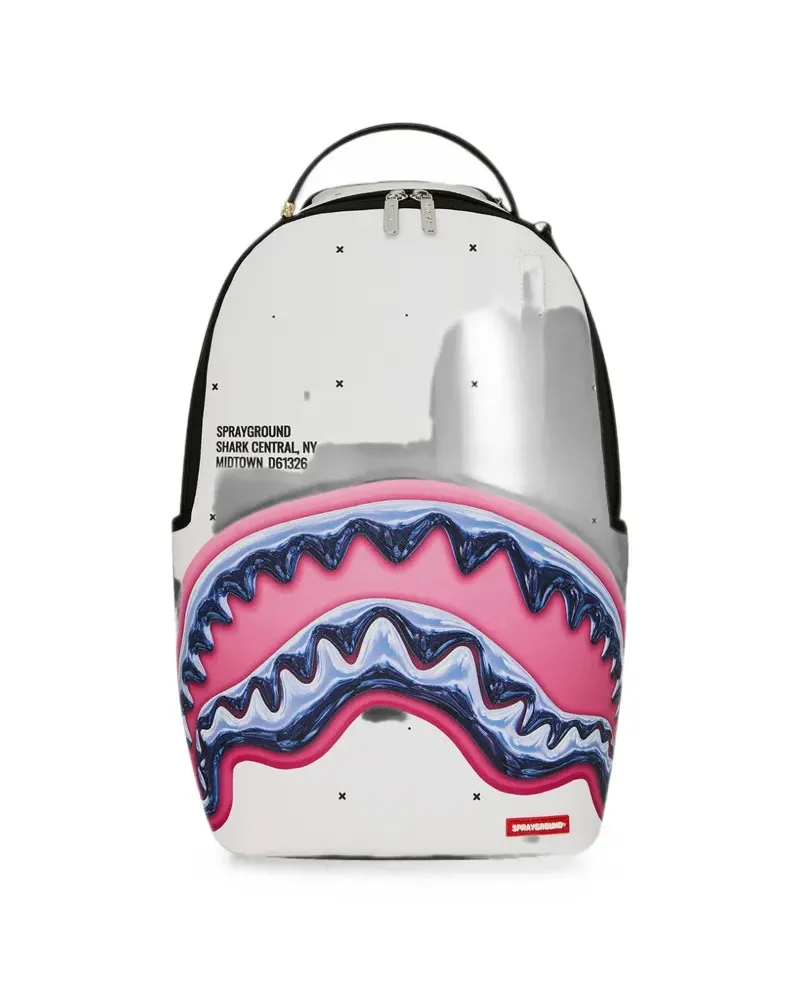 Sprayground Shark Central Liquid Chrome Rucksack - Weiß Weiß