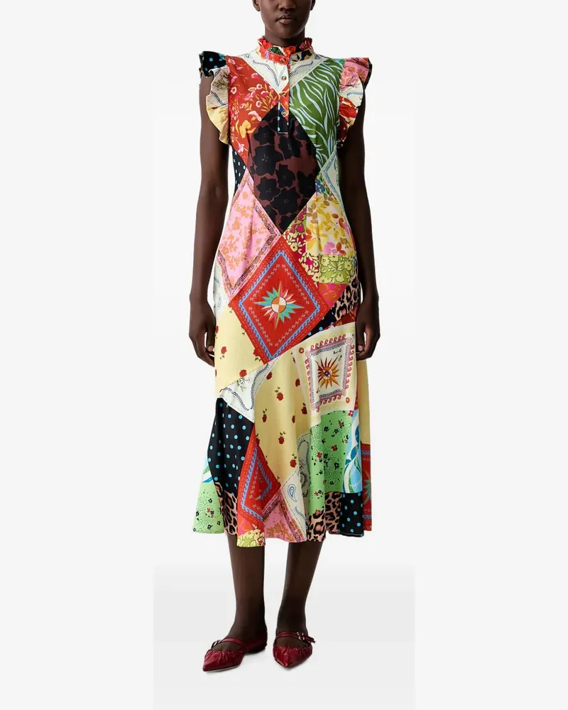 Never Fully Dressed Gerüschtes Kleid im Patchwork-Look - Gelb Gelb