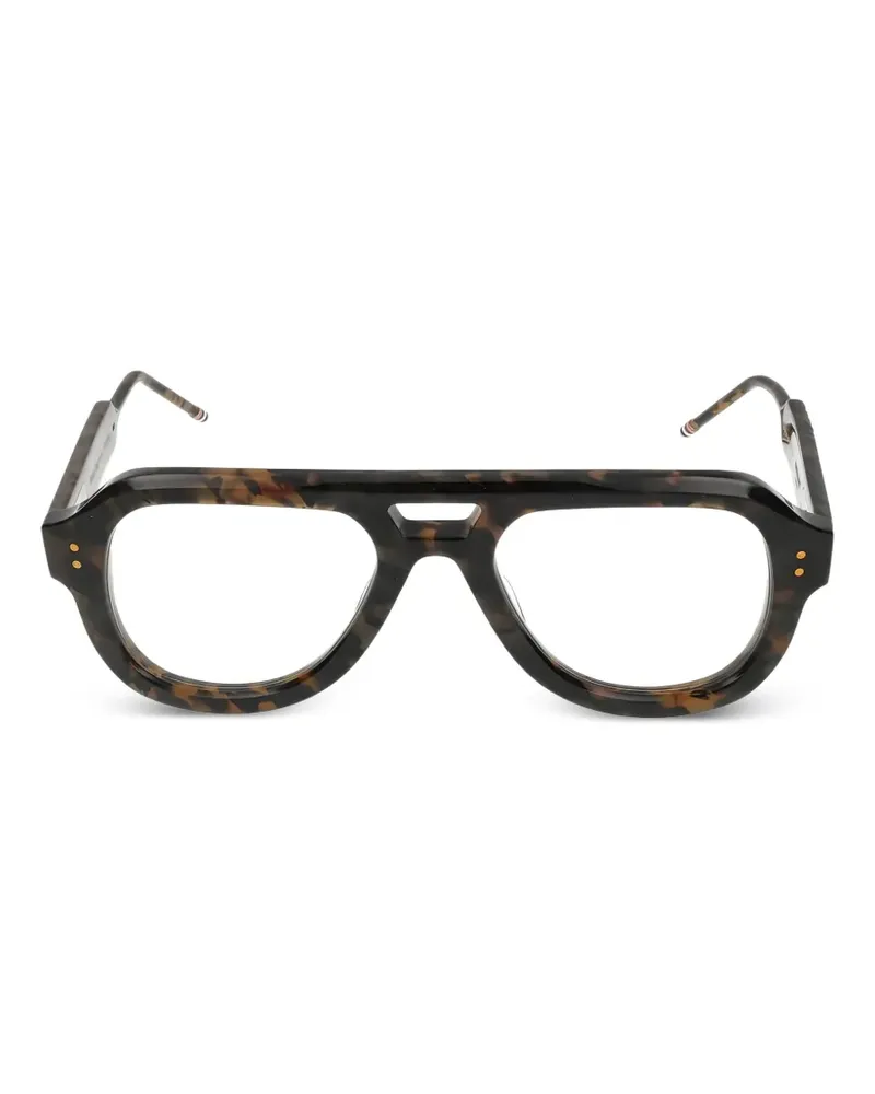Thom Browne tortoiseshell-effect pilot-frame glasses - Braun Braun