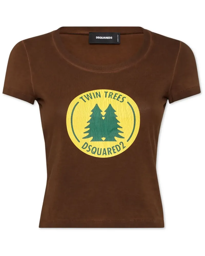 Dsquared2 T-Shirt mit Logo-Print - Braun Braun