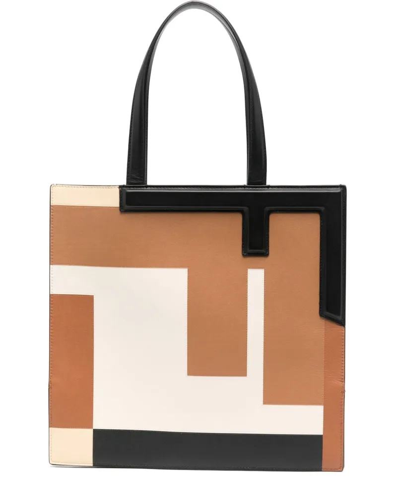 Fendi Mittelgroße  Flip Handtasche - Nude Nude
