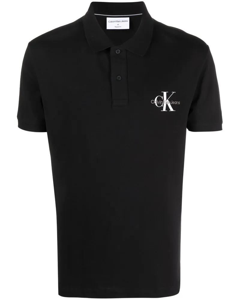 Calvin Klein Poloshirt mit Logo-Print - Schwarz Schwarz