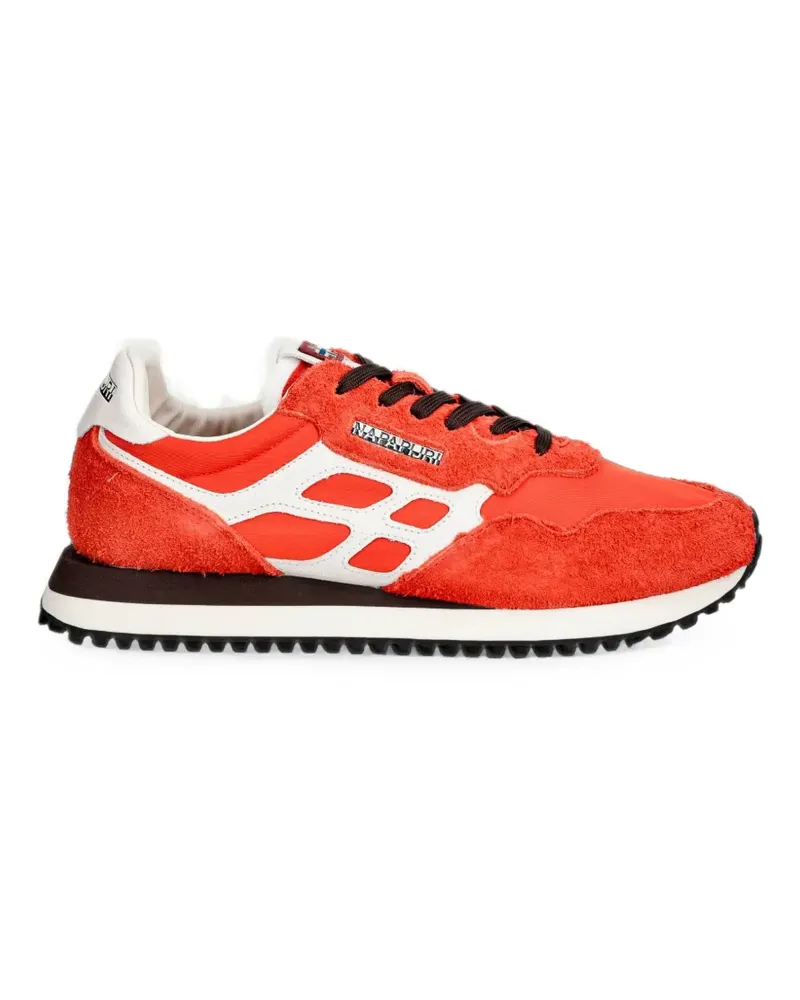 Napapijri logo-patch suede-panel sneakers - Orange Orange