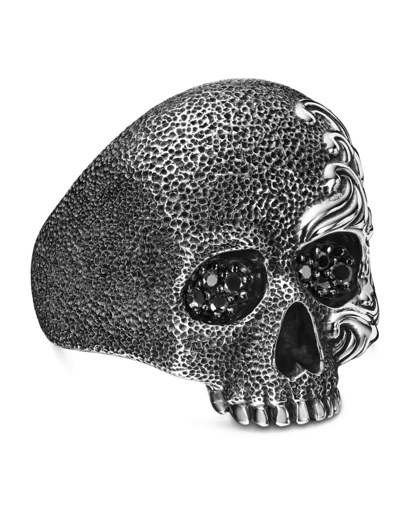David Yurman Waves Skull Ring aus Sterlingsilber mit Diamanten 24mm Silber