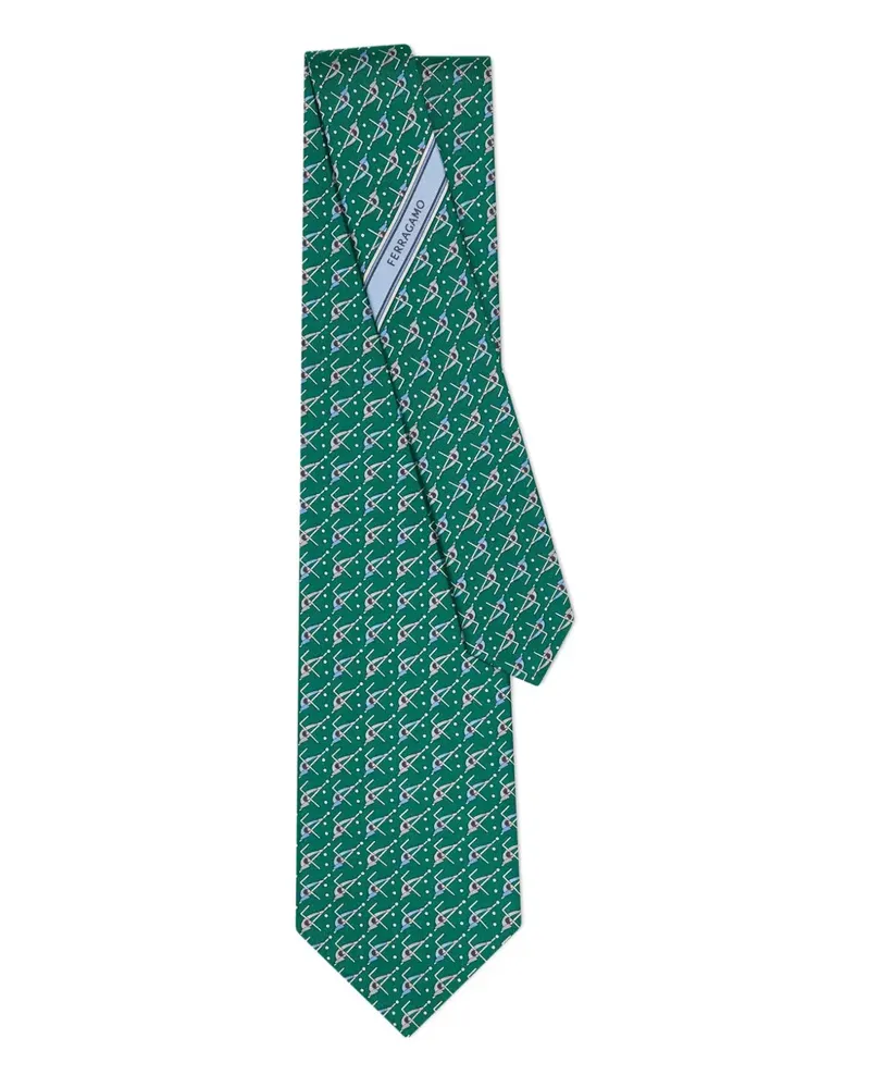 Ferragamo Seidenkrawatte mit Billard-Print - Grün Grün