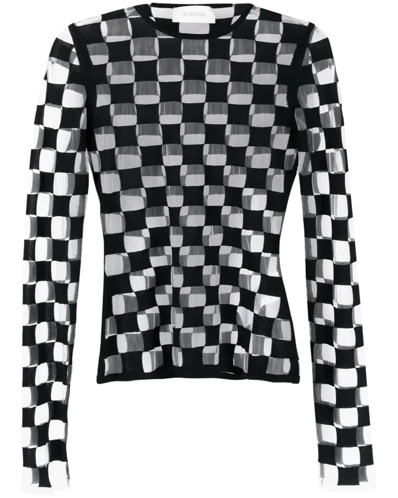 SPORTMAX Langarmshirt mit Schachbrett-Print - Schwarz Schwarz